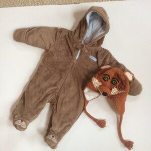 Child of Mine by Carters Hooded Brown Bear 1 Piece 3-6 Months/Wool Fox Hat OS